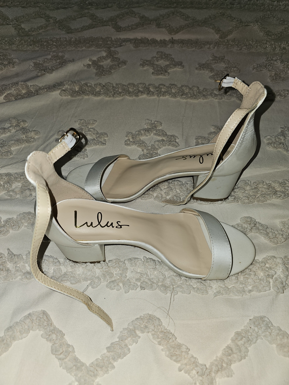 Lulu's Cream/Ivory Ankle-Strap Block Heel Sandals